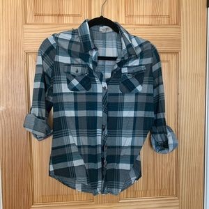 Green plaid button up